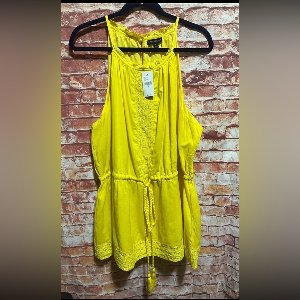 Lane Bryant, yellow sleeveless tunic top size 28W. New with tags.